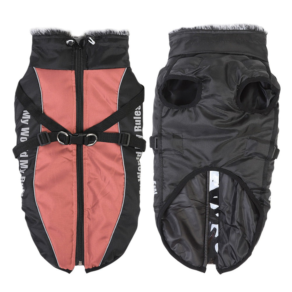 3 In 1 Winter Dog Coat Harness - Red