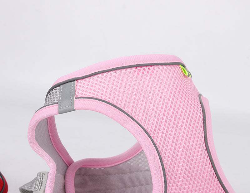 Pink Reflective Small Dog Cute Harness + Lead