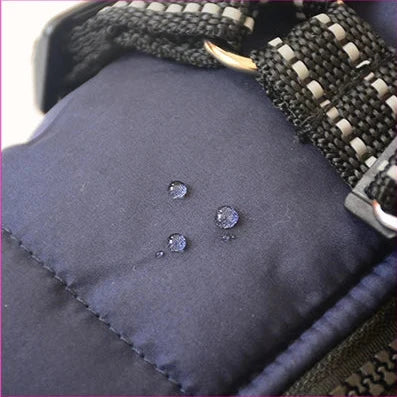 Dog Coat With Built In Harness - Navy