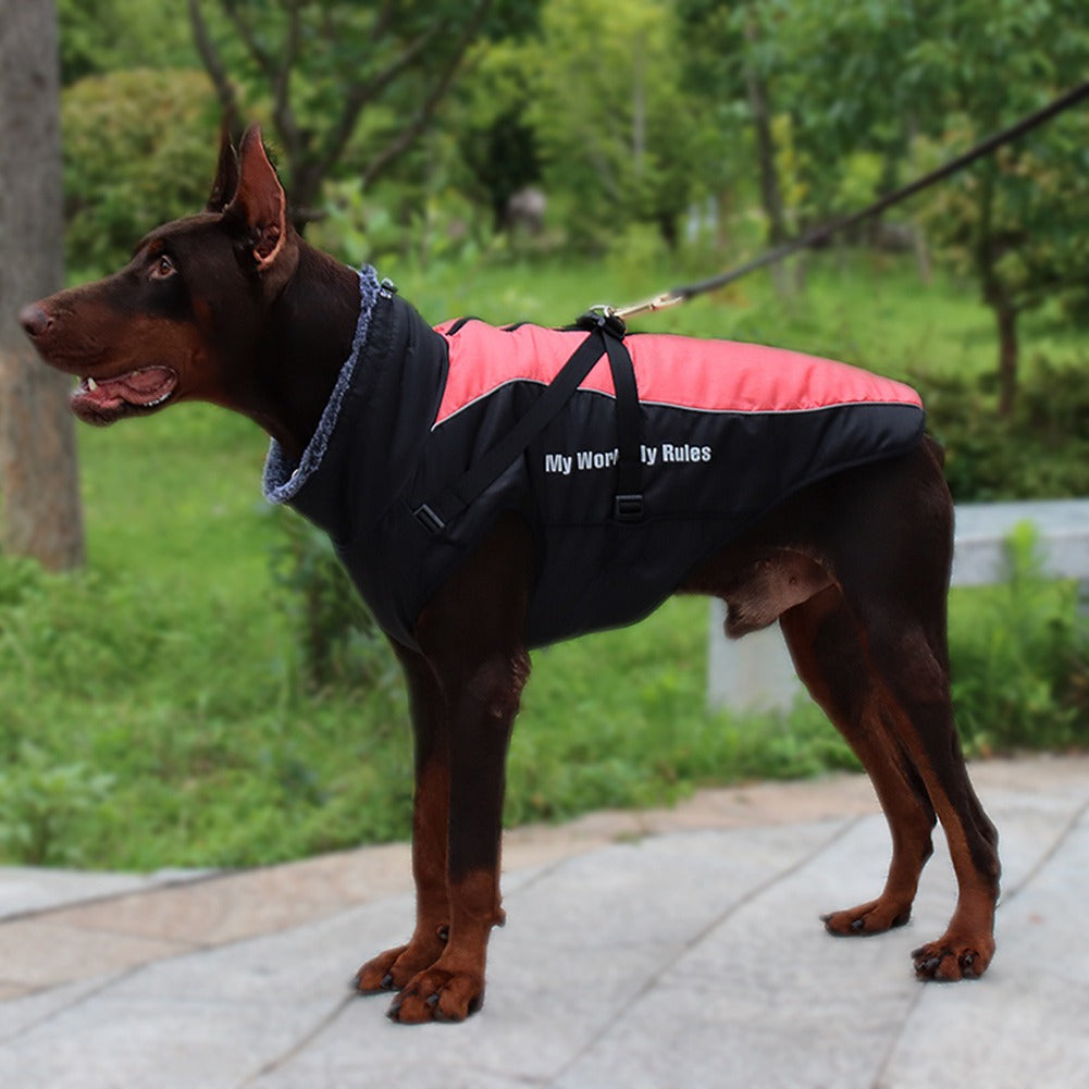 3 In 1 Winter Dog Coat Harness - Red