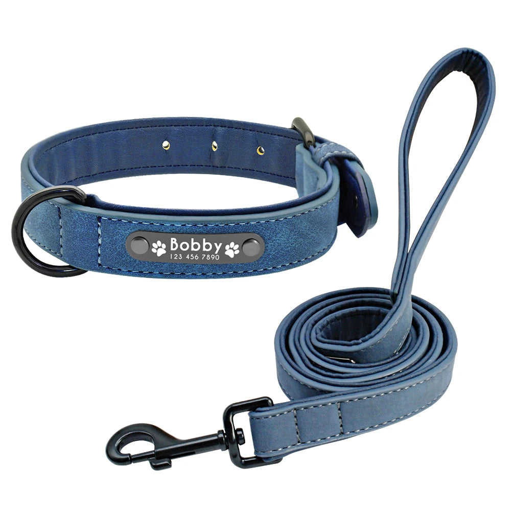 Personalised Collar & Leash Set - Blue