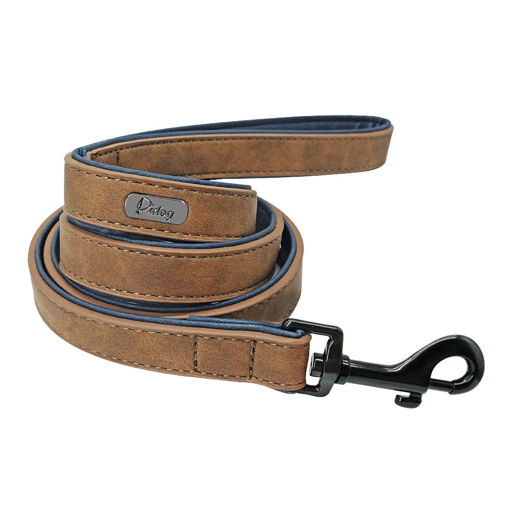 Personalised Collar & Leash Set - Coffee