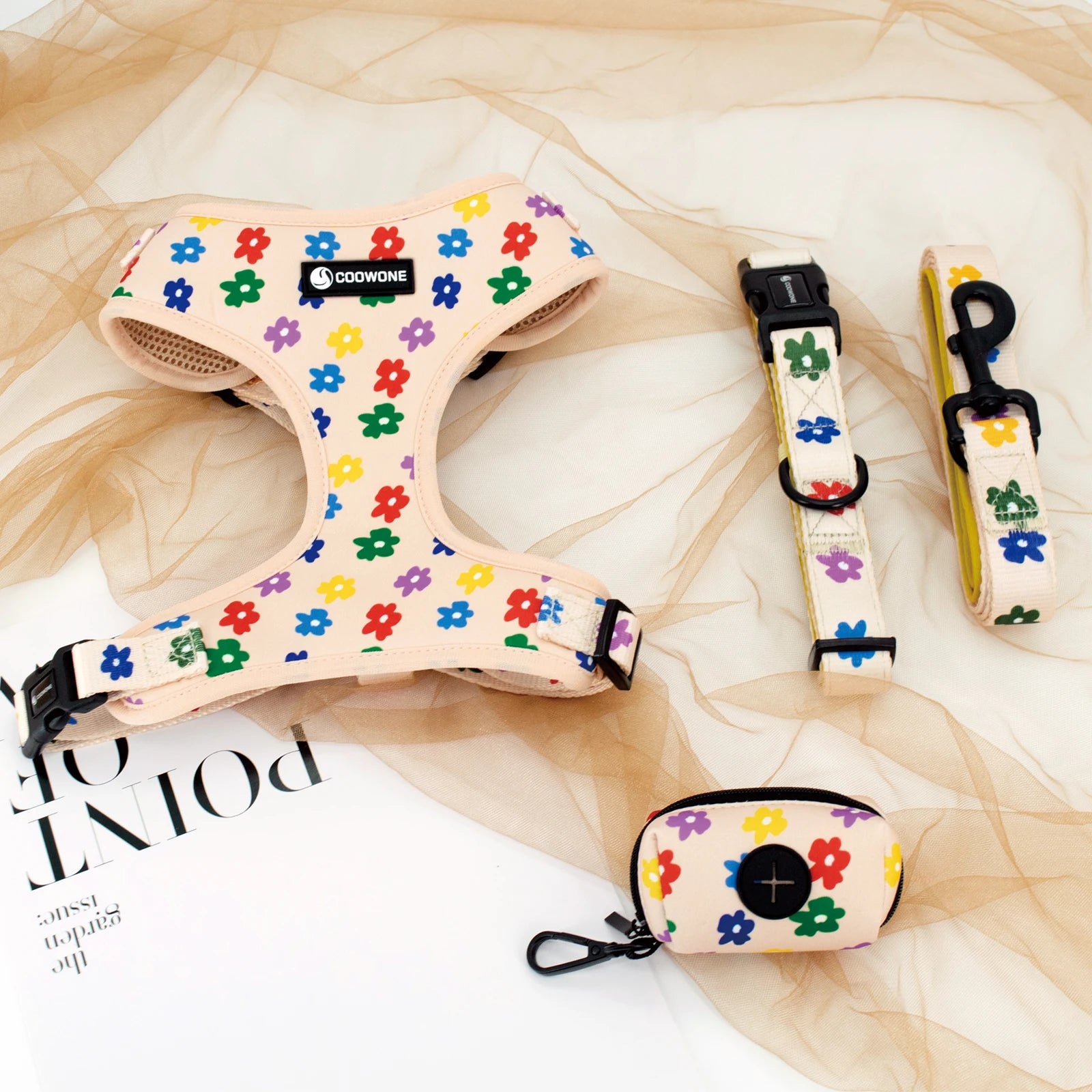 Adjustable Neck Harness - Floral Rainbow