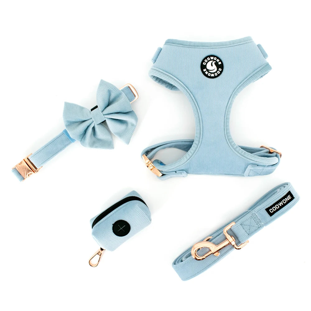 Adjustable Neck Harness - Pastel Blue Corduroy