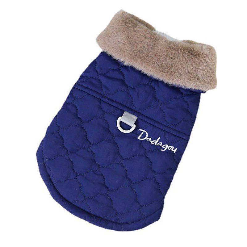 Luxury Fur Collar Coat - Blue