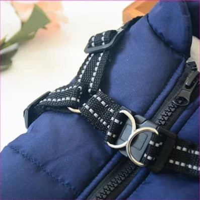 Dog Coat With Built In Harness - Navy