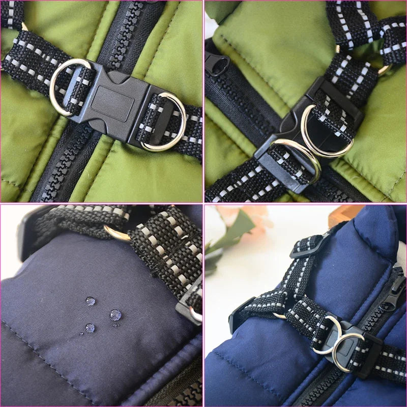 Dog Coat With Built In Harness - Black
