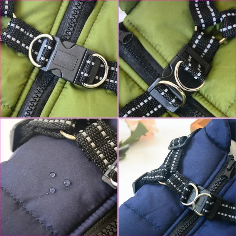 Dog Coat with Harness - Green