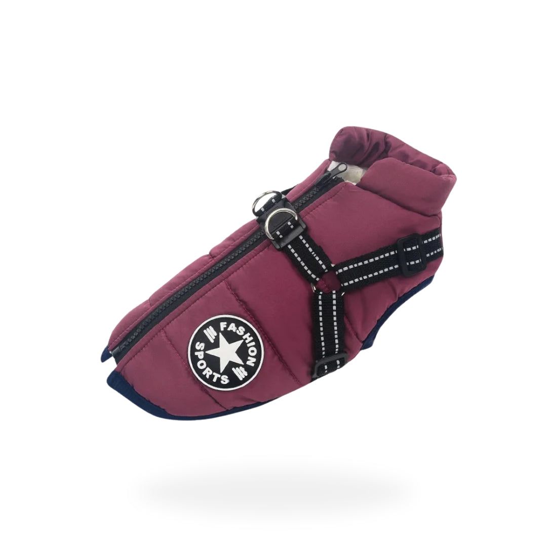 Dog Coat With Built In Harness - Purple