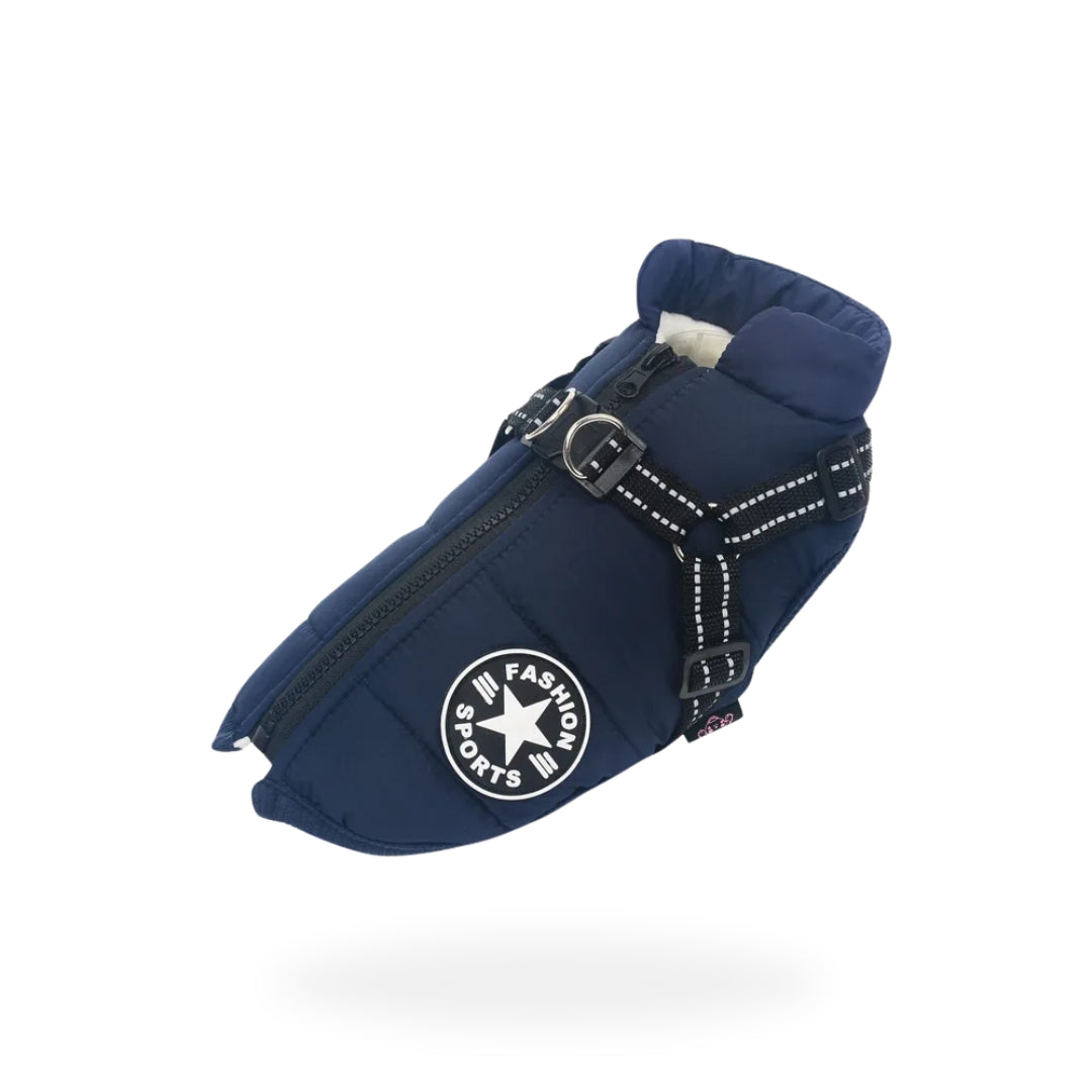 Dog Coat With Built In Harness - Navy