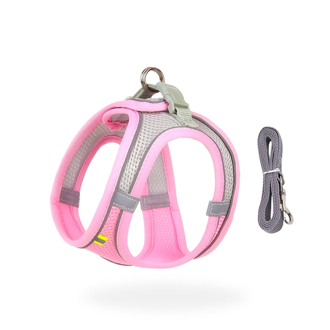 Pink Reflective Small Dog Cute Harness + Lead