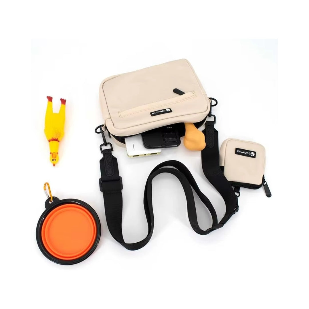 Dog Walking Bag + Treats Pouch - Beige