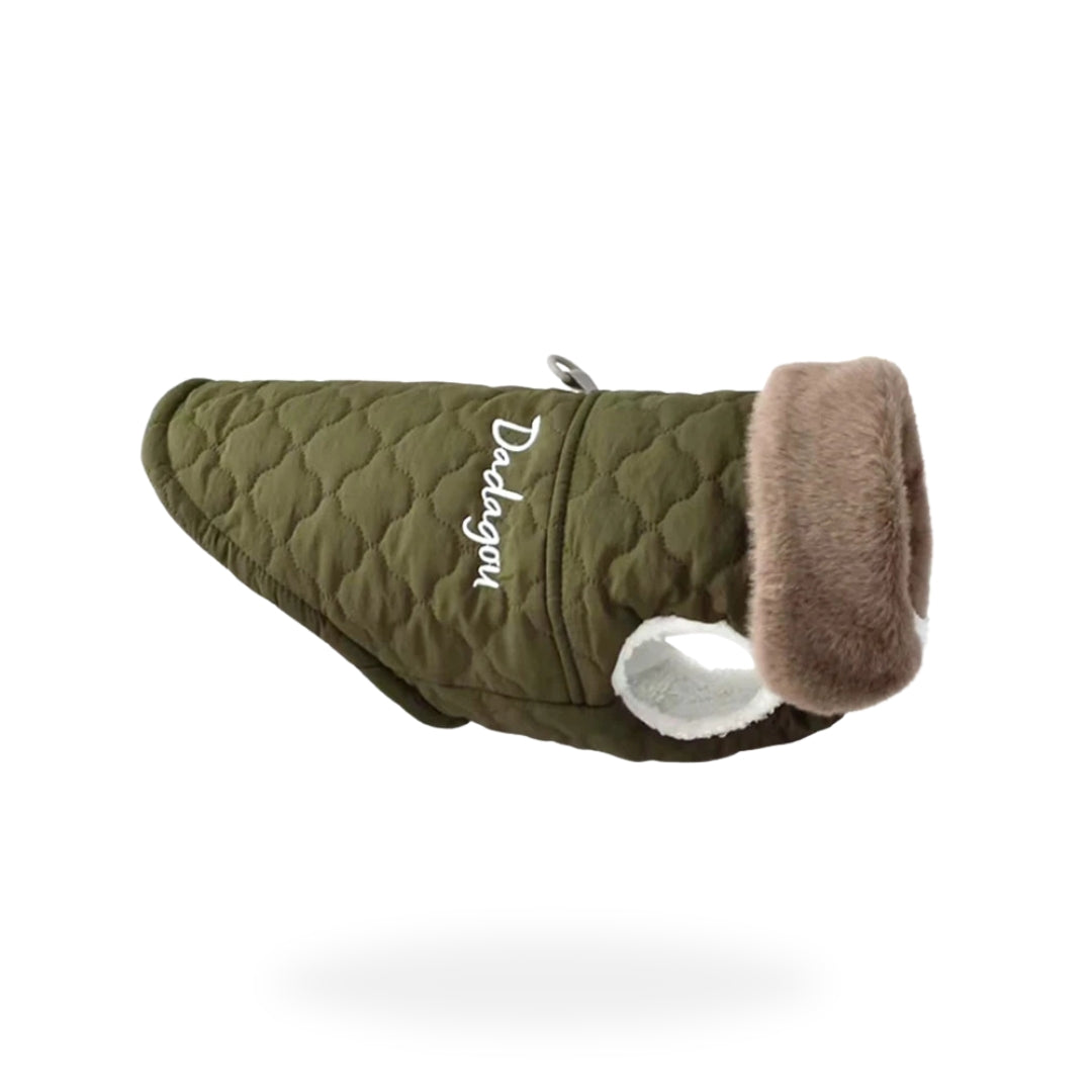 Luxury Fur Collar Coat - Green