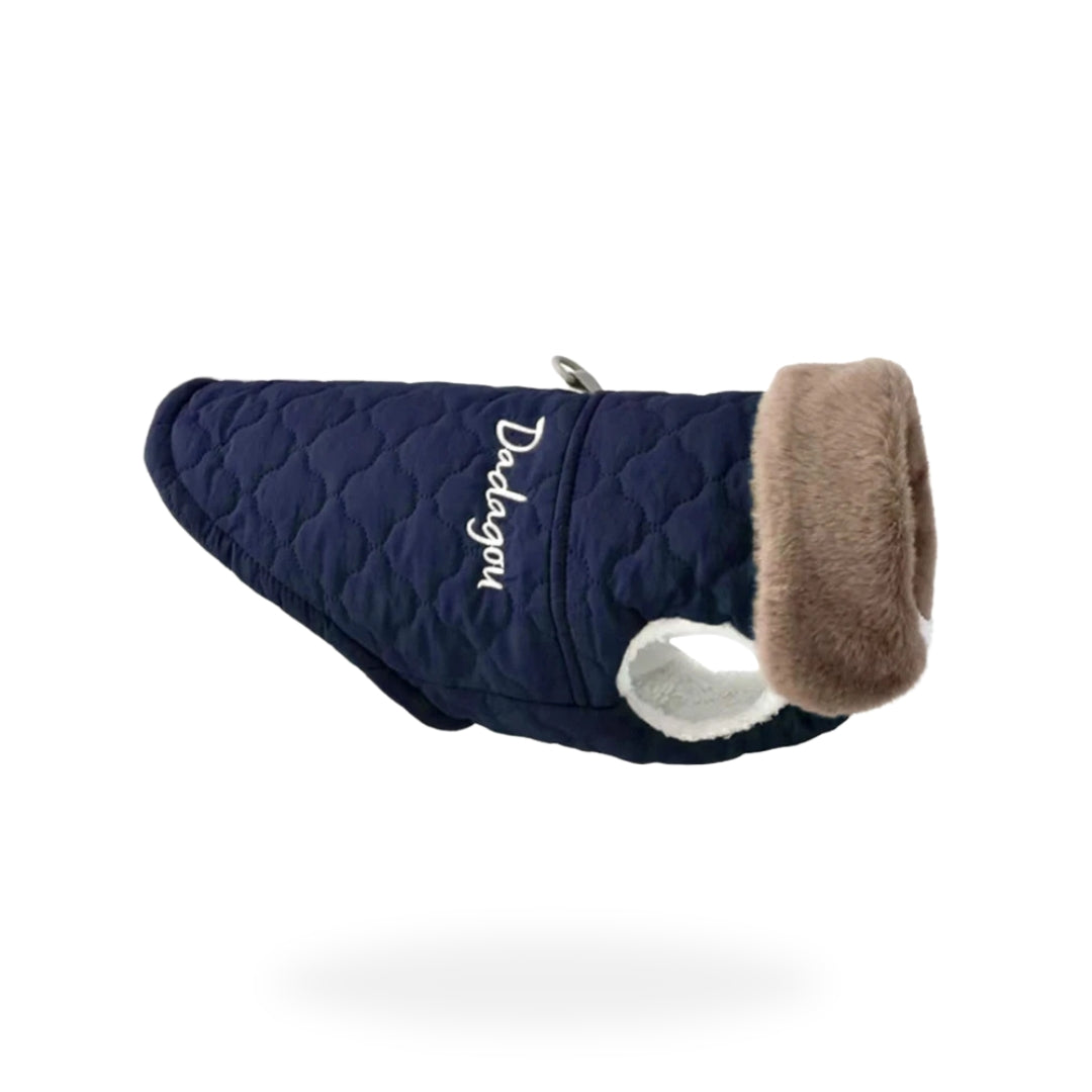 Luxury Fur Collar Coat - Blue