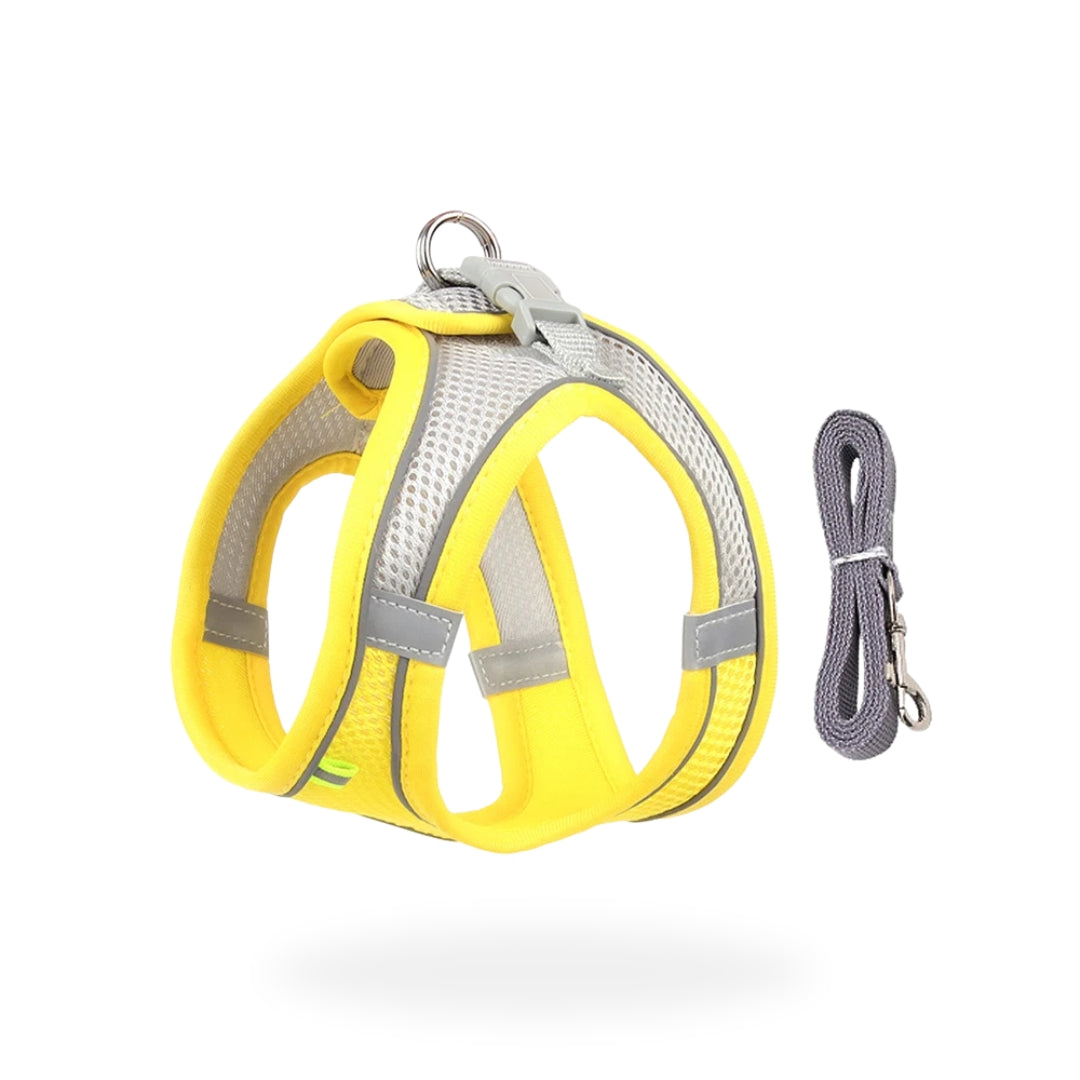 Yellow Reflective Small Dog Cute Harness and Lead