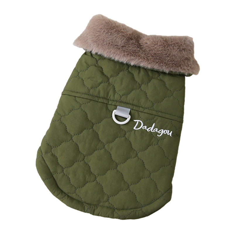 Luxury Fur Collar Coat - Green