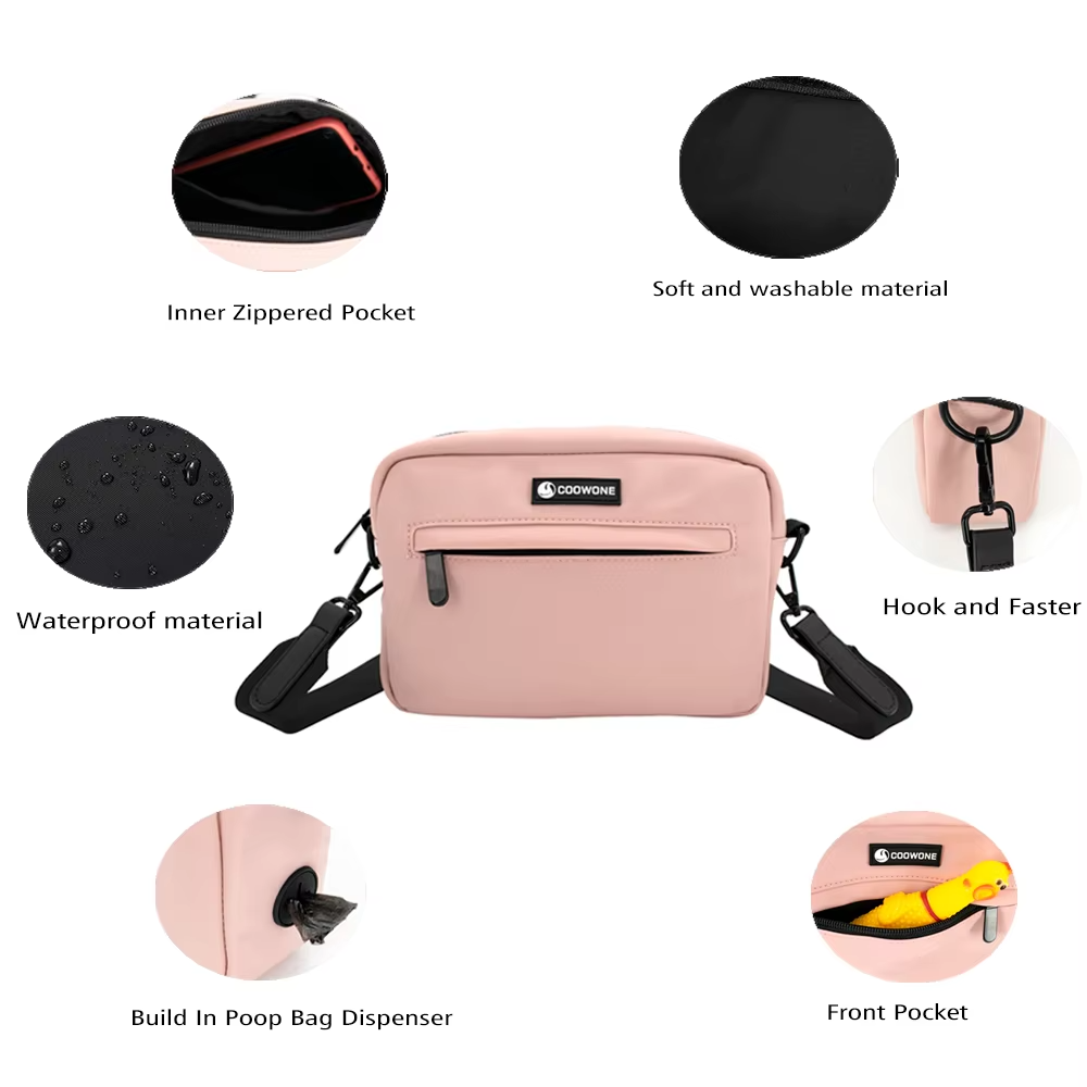 Dog Walking Bag + Treats Pouch - Pink