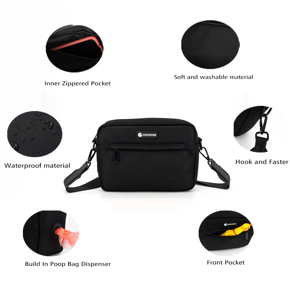 Dog Walking Bag + Treats Pouch - Black