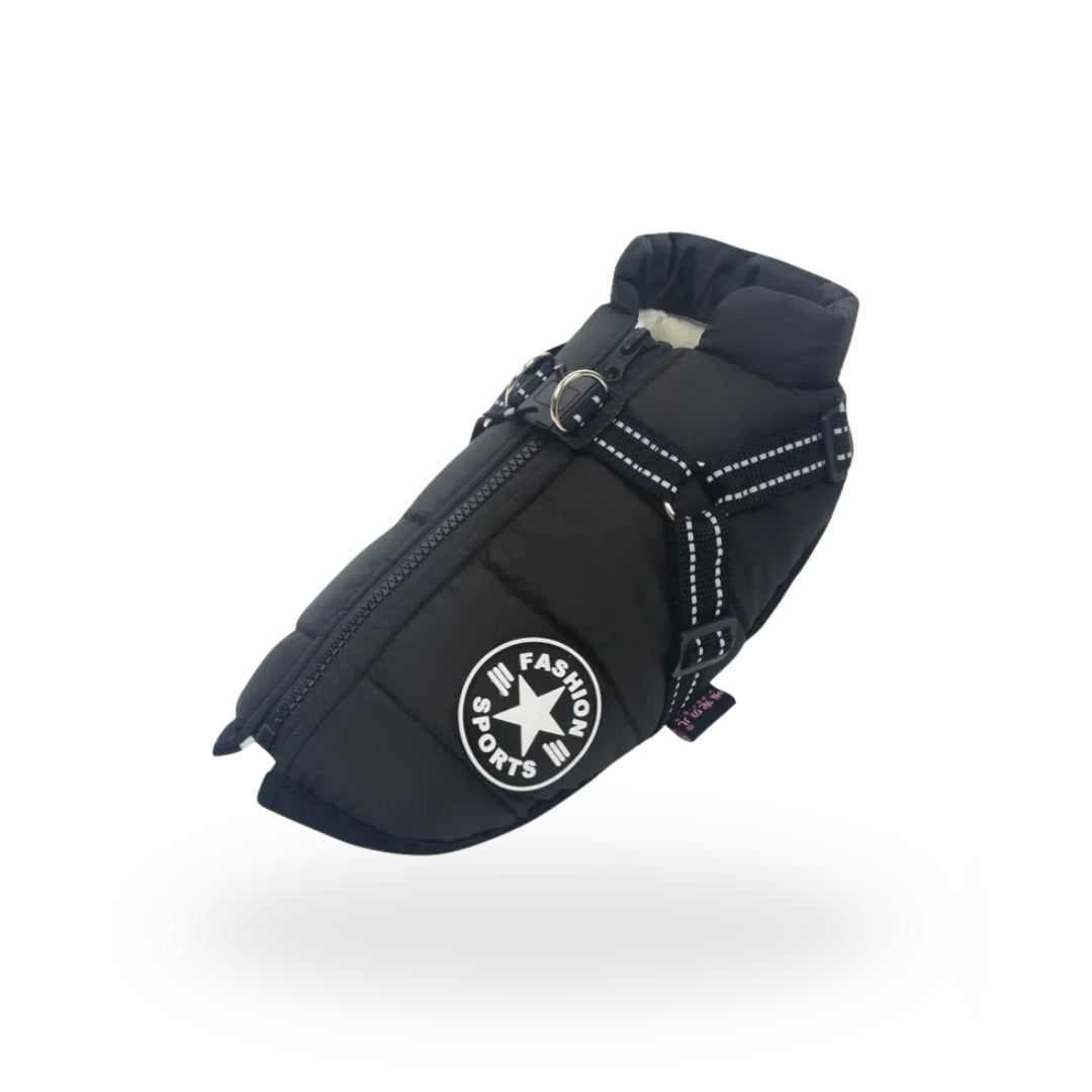 Dog Coat with Harness - Black